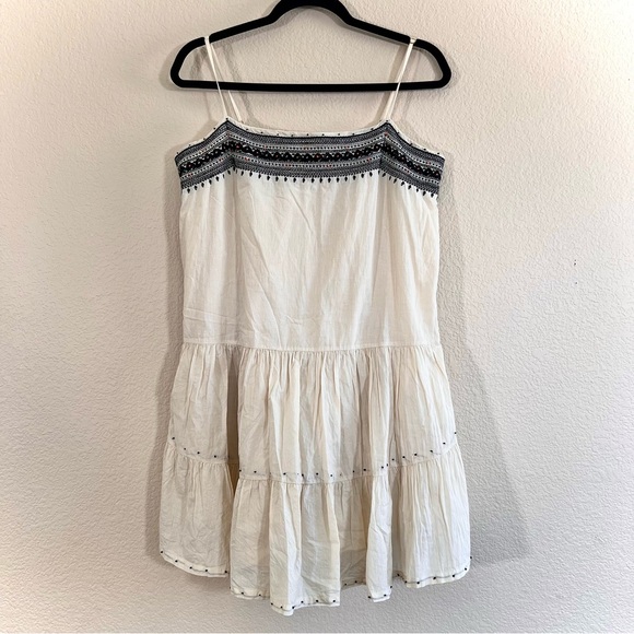 J.Crew M Embroidered Siesta Drop Waist Spaghetti Strap Mini Dress Cream - Picture 15 of 15